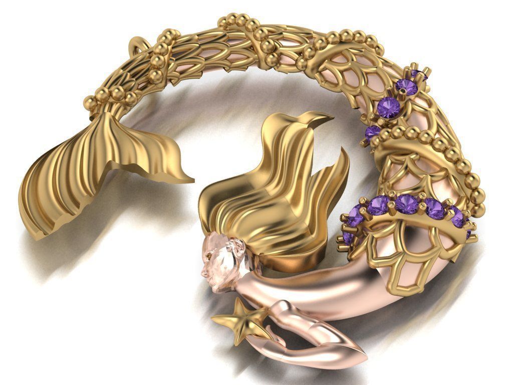 mermaid pendant 08-orginal design 3D print model_3