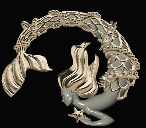 mermaid pendant 08-orginal design 3D print model_28
