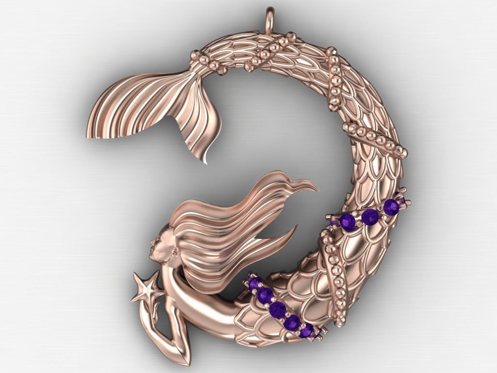 mermaid pendant 08-orginal design 3D print model_2