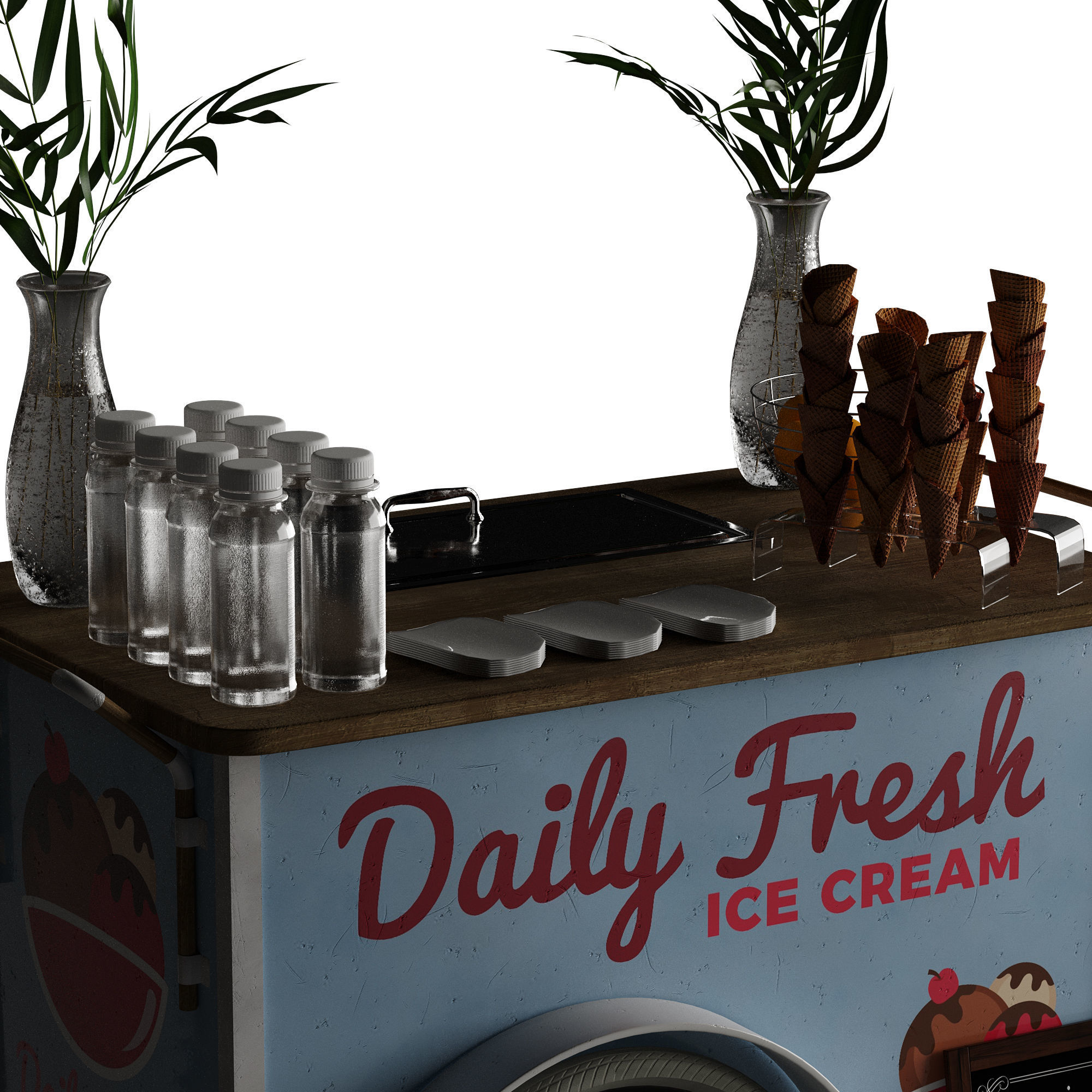Ice Cream cart 2 blue 3D model_26