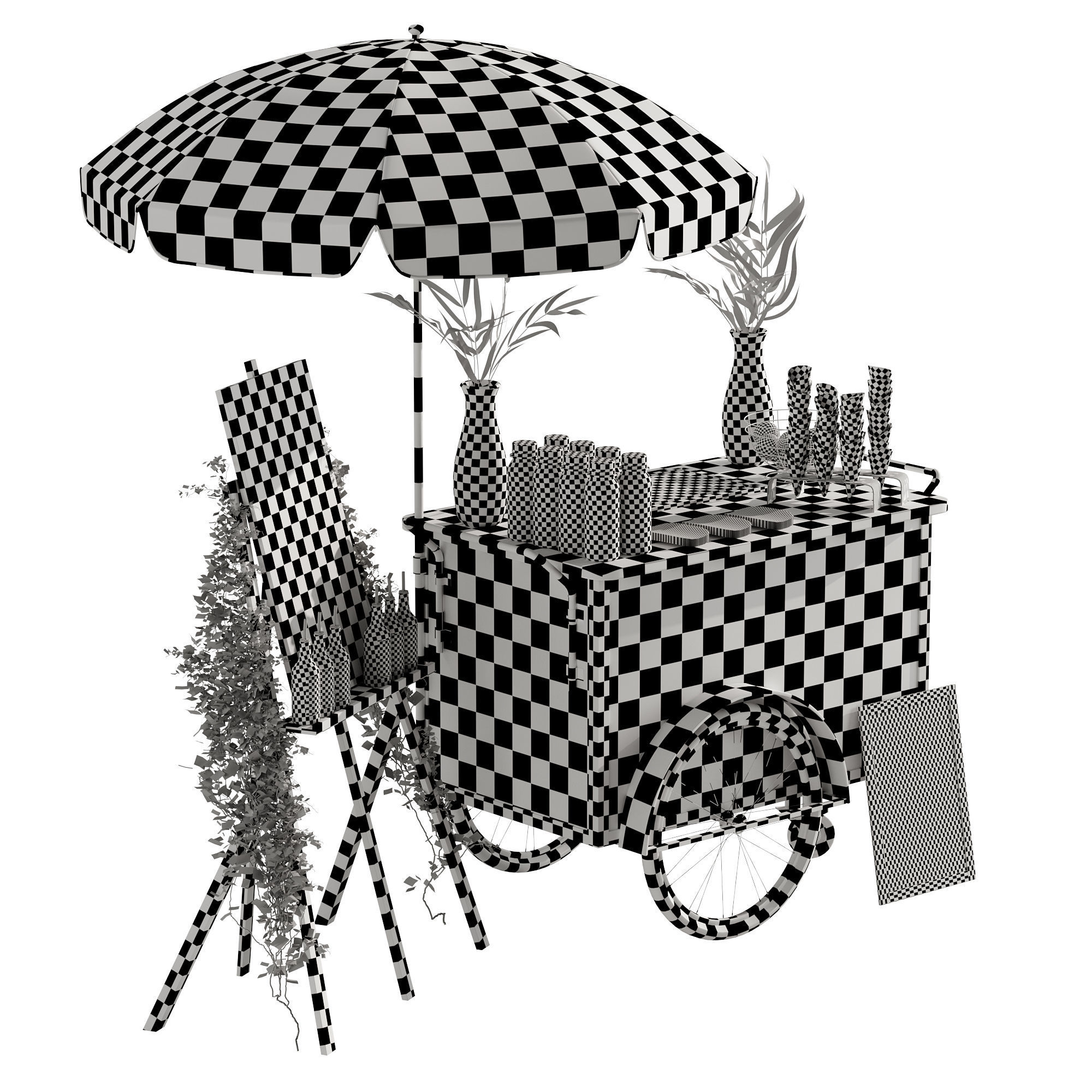 Ice Cream cart 2 blue 3D model_16