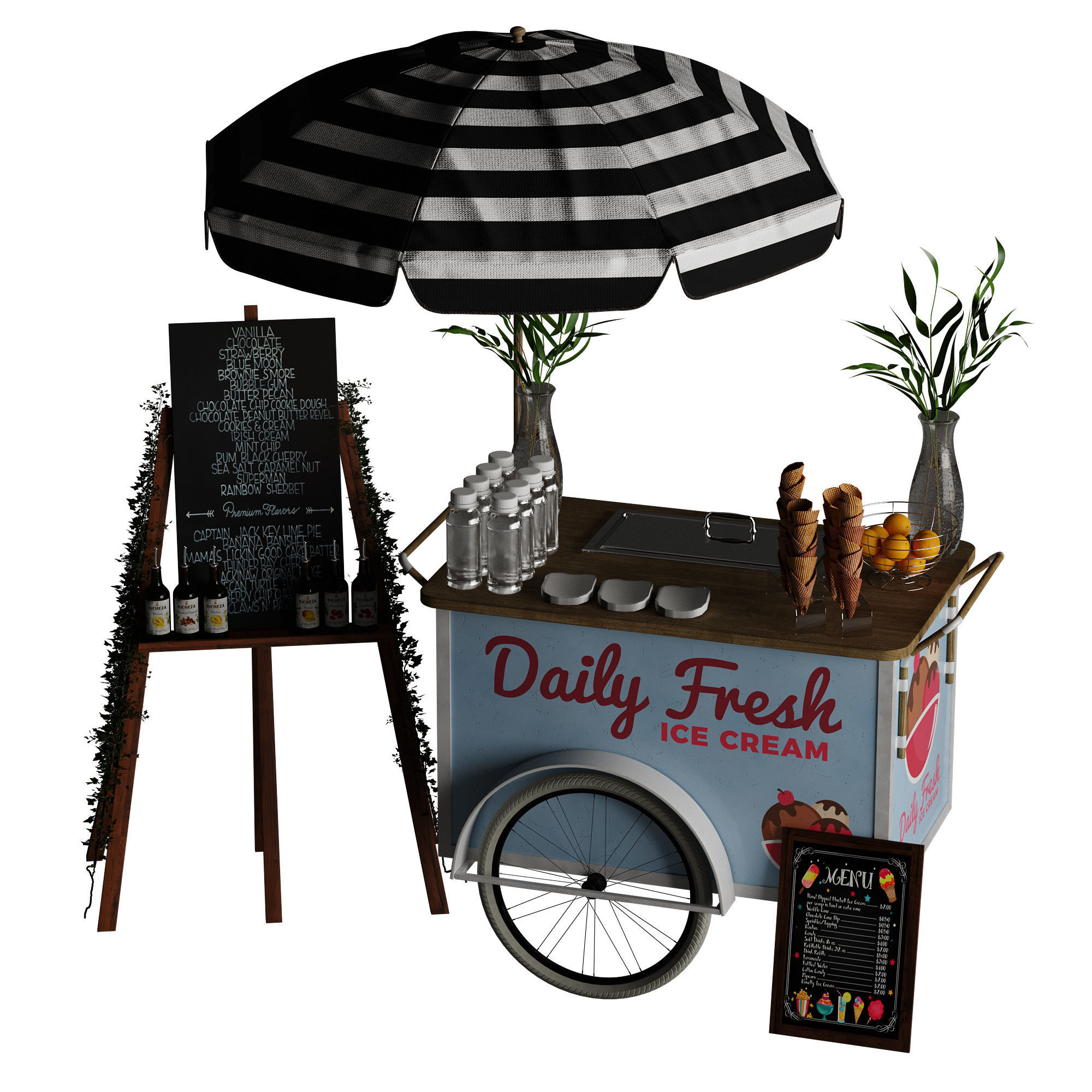 Ice Cream cart 2 blue 3D model_25