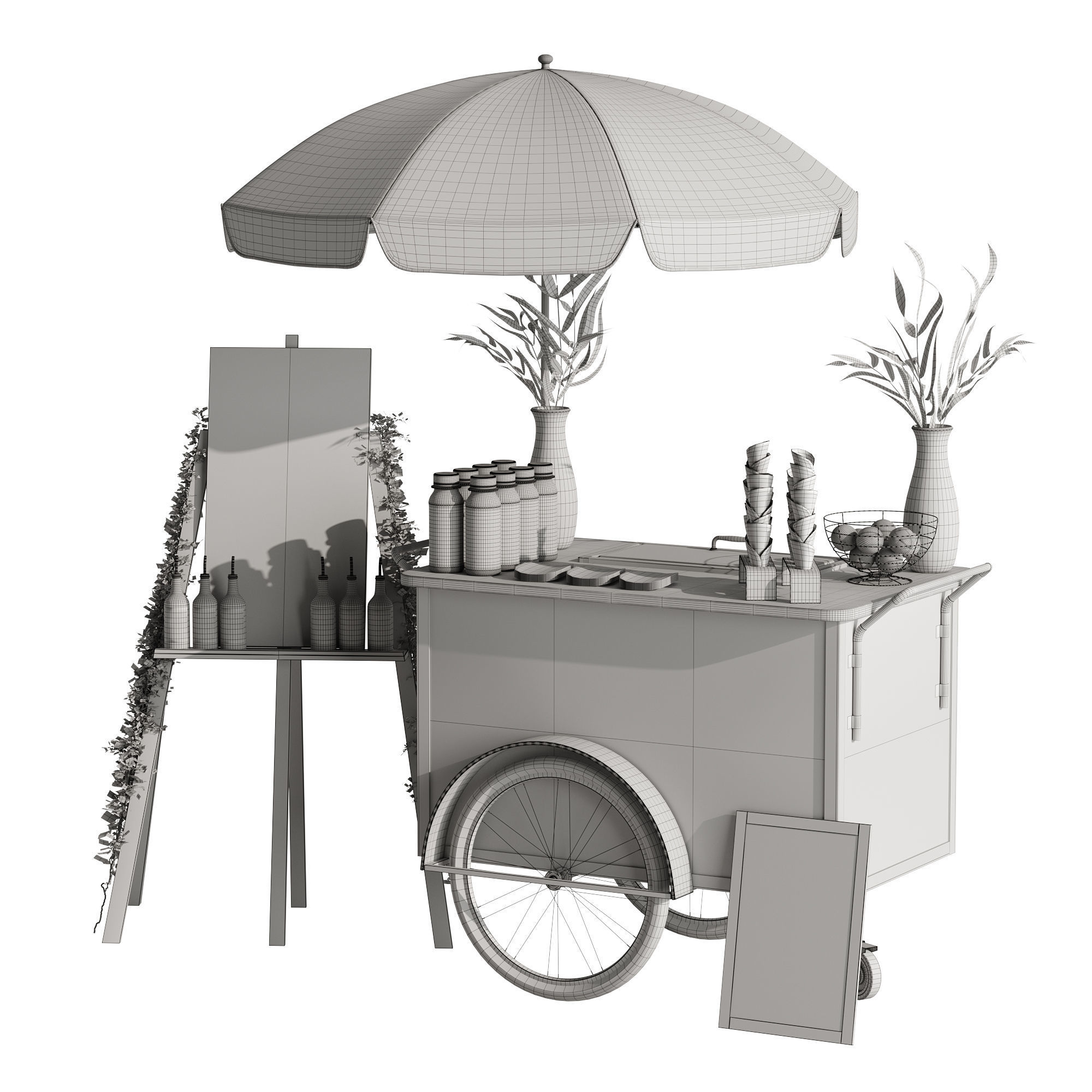 Ice Cream cart 2 blue 3D model_13