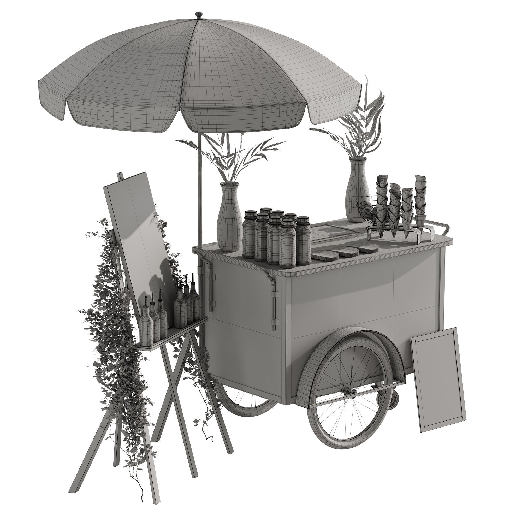 Ice Cream cart 2 blue 3D model_14