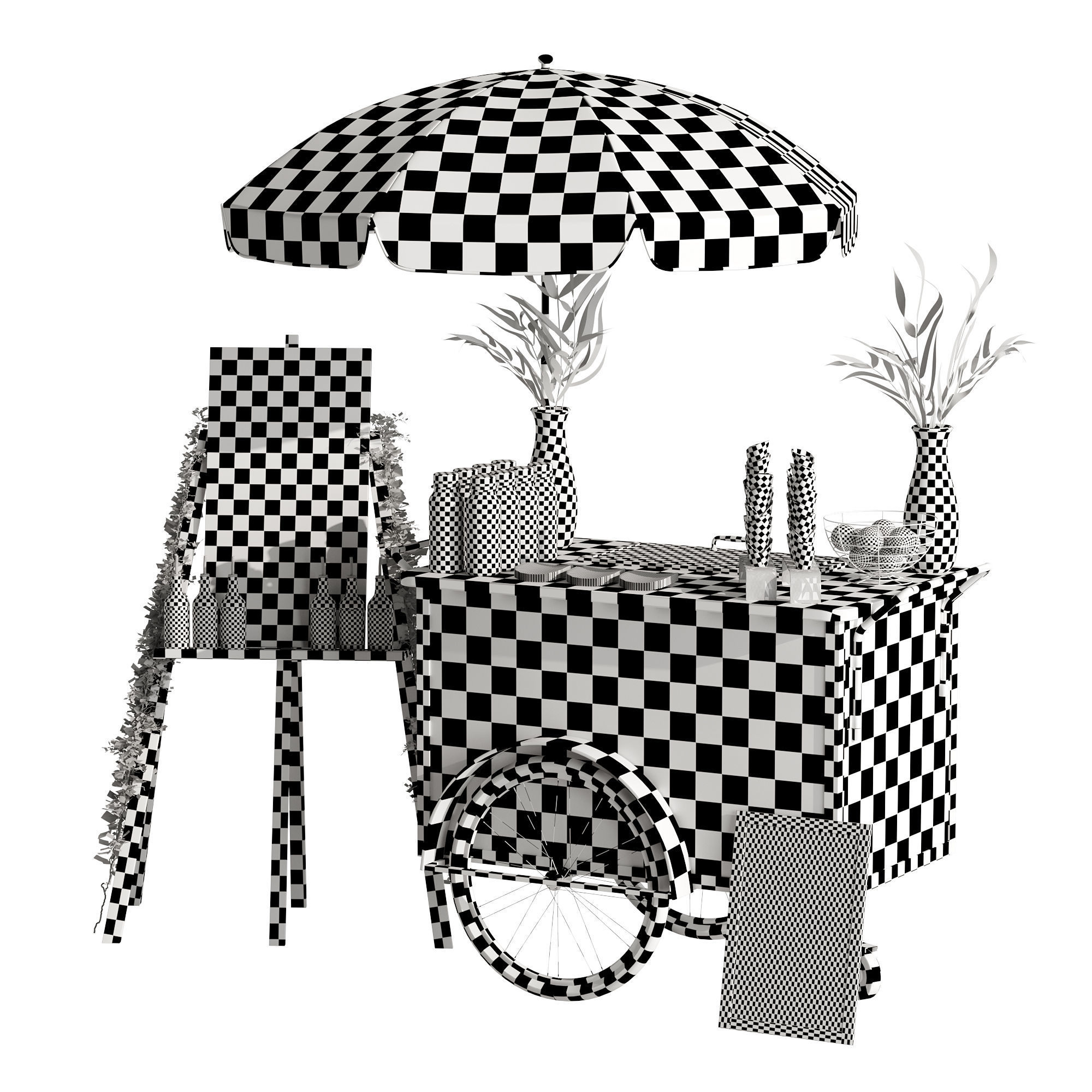 Ice Cream cart 2 blue 3D model_15