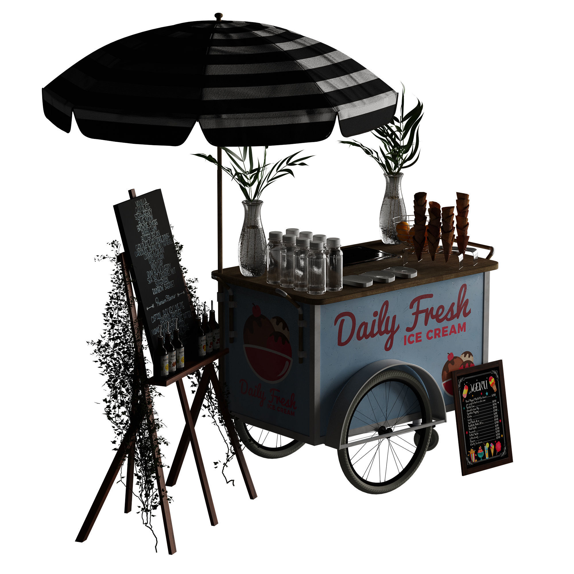 Ice Cream cart 2 blue 3D model_24