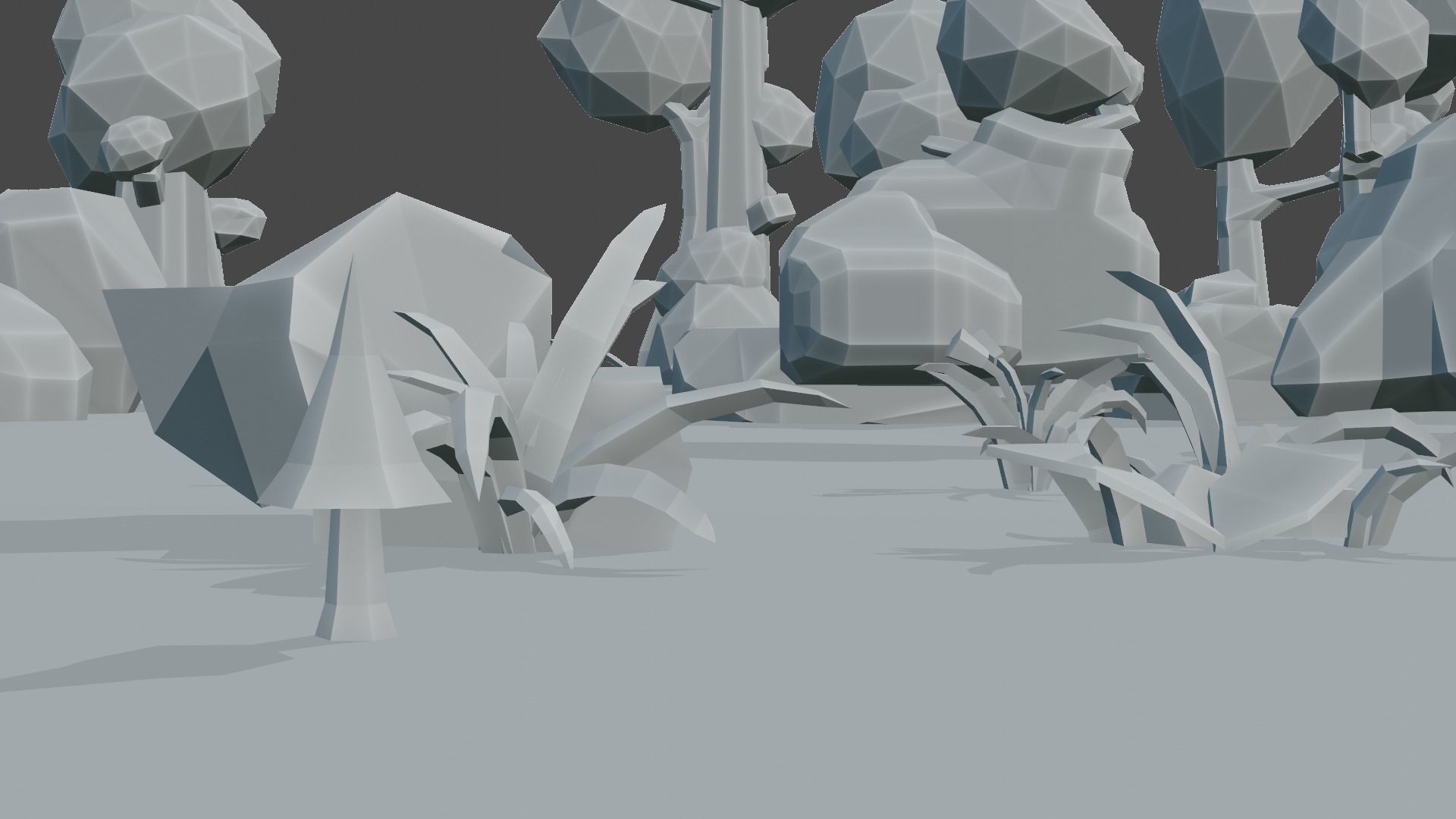 3d model low-poly trees rocks flowers mushrooms grass  Low-poly 3D model_7