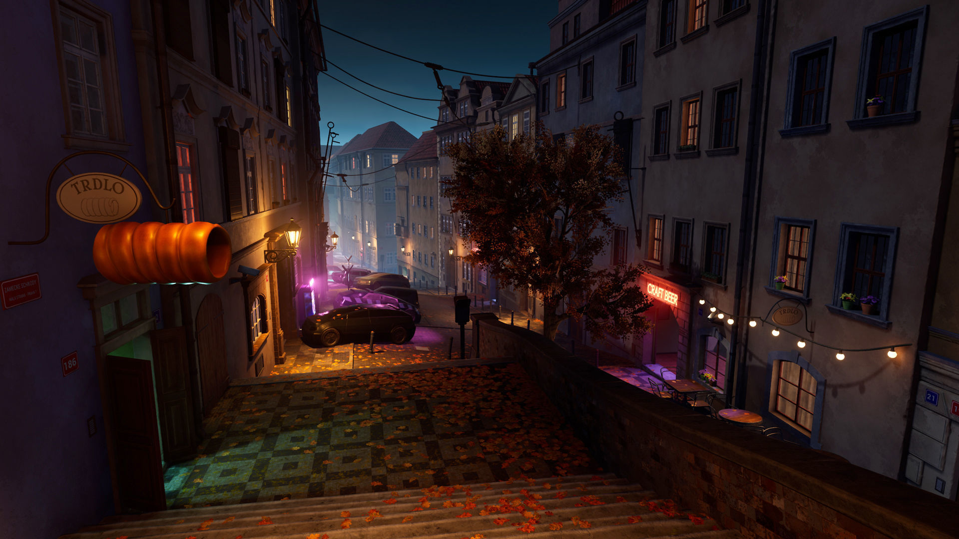 Cyberpunk Prague Street UE4 Low-poly 3D model_5