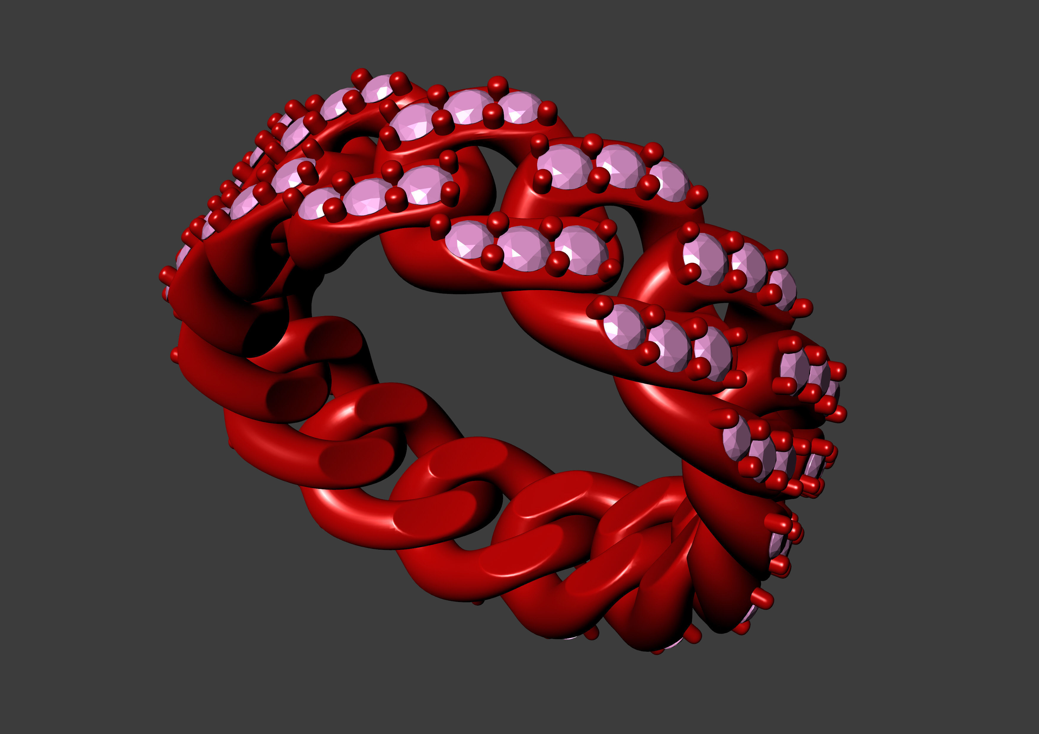 Cuban Chain Ring v2 3D print model_21