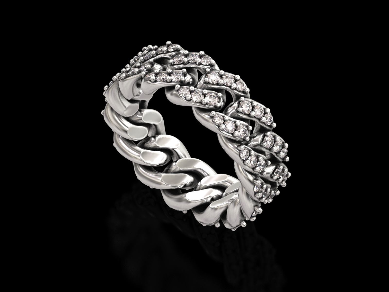 Cuban Chain Ring v2 3D print model_1