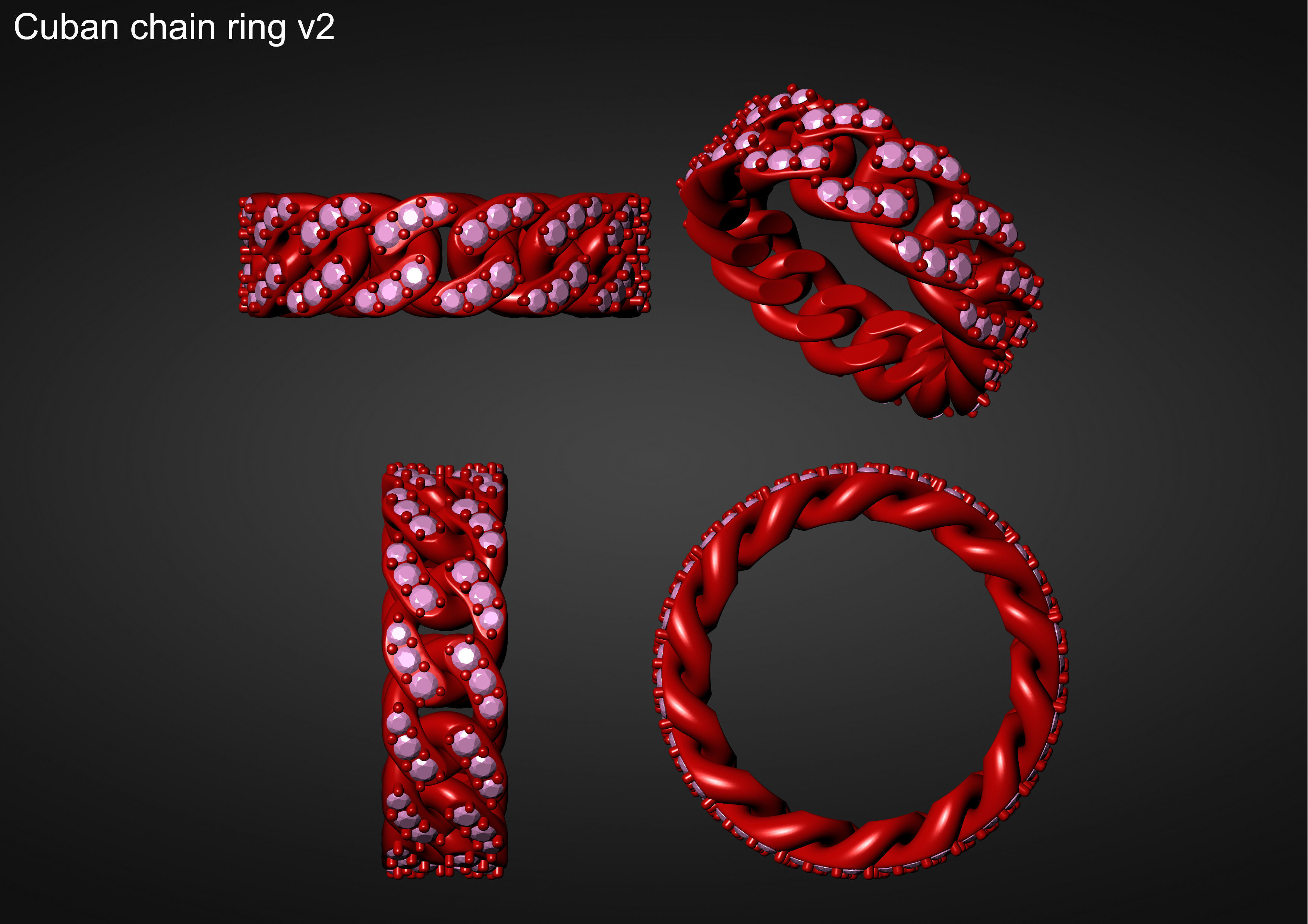 Cuban Chain Ring v2 3D print model_18