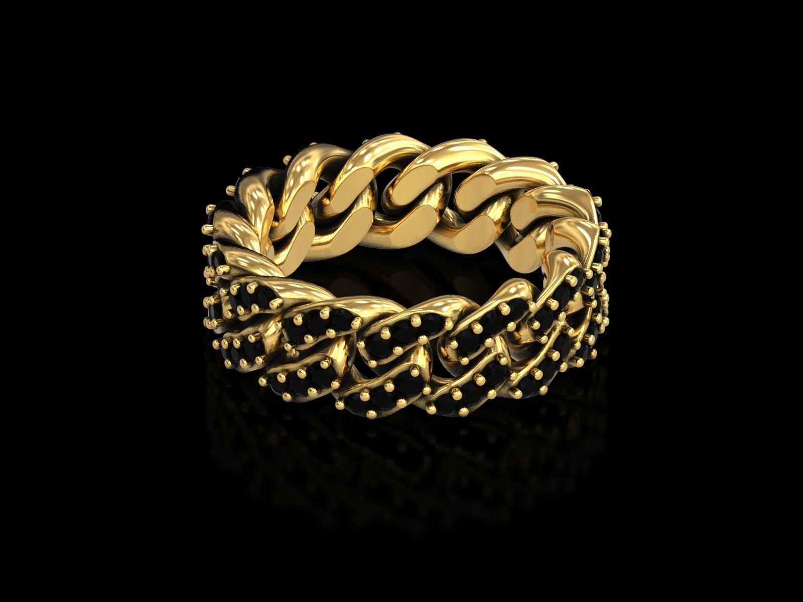 Cuban Chain Ring v2 3D print model_12