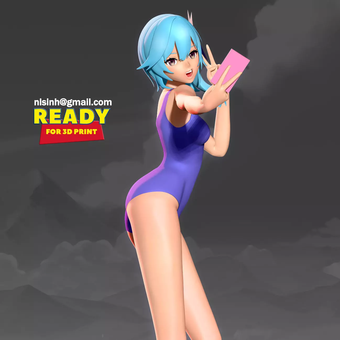 Eula in swimsuit - Genshin Impact Fanart 3D print model_0