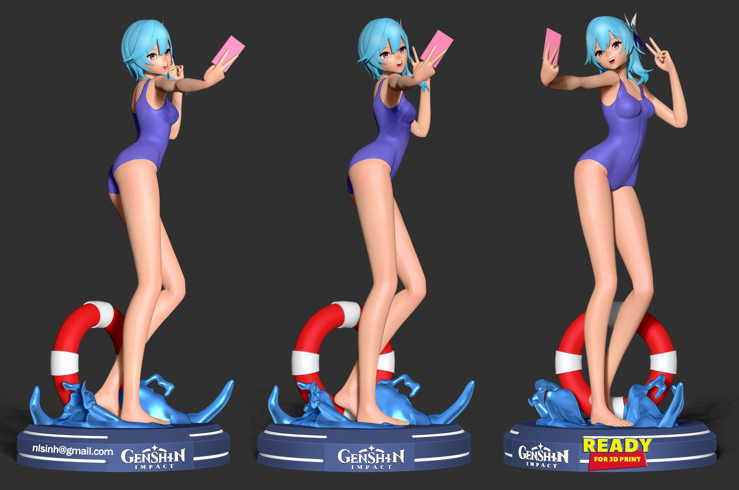 Eula in swimsuit - Genshin Impact Fanart 3D print model_1
