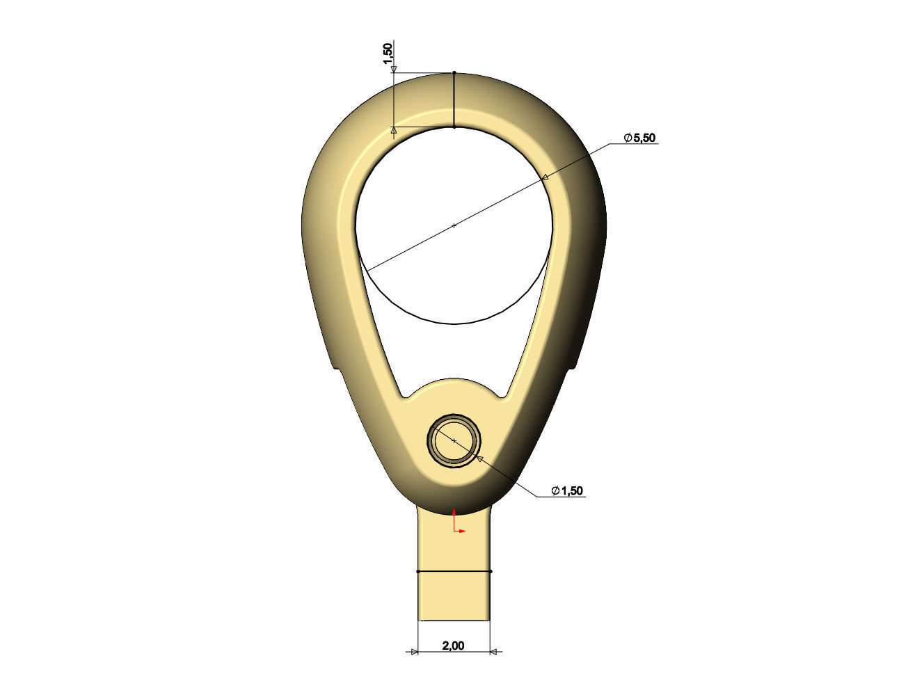 Rounded bail connection for 3 4 5mm chains 3D print model_6