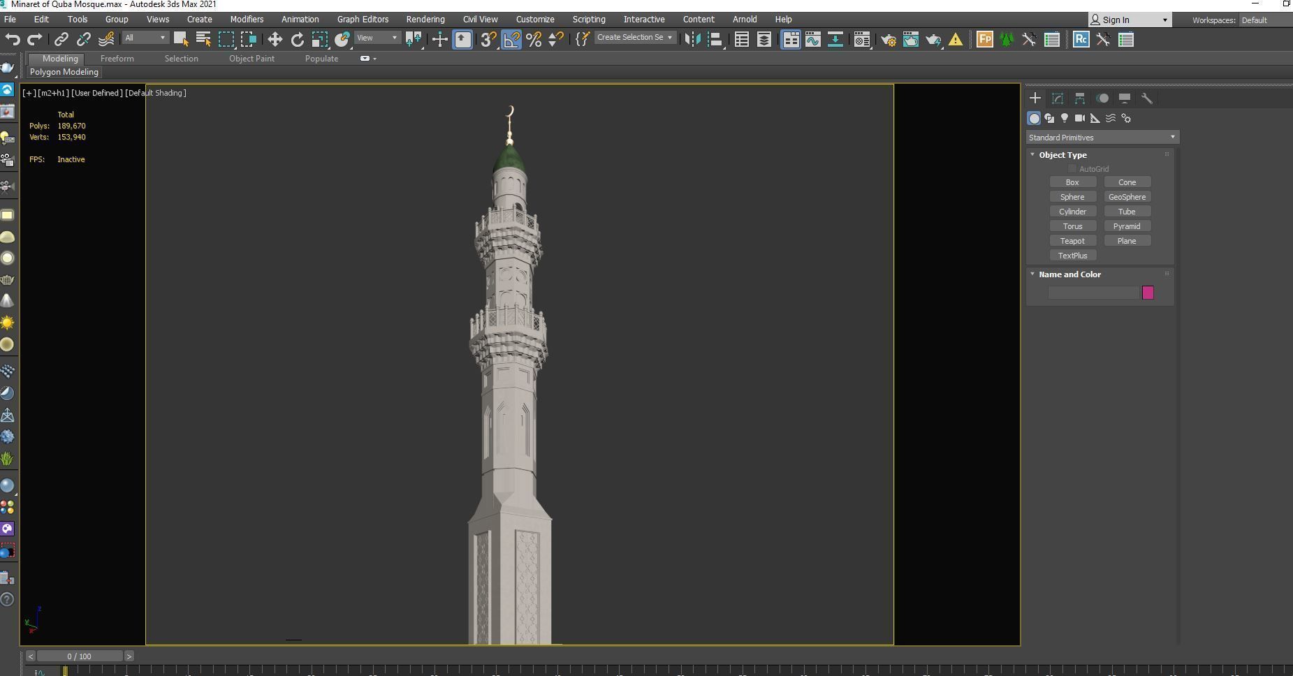 Minaret of Quba Mosque 3D model_3