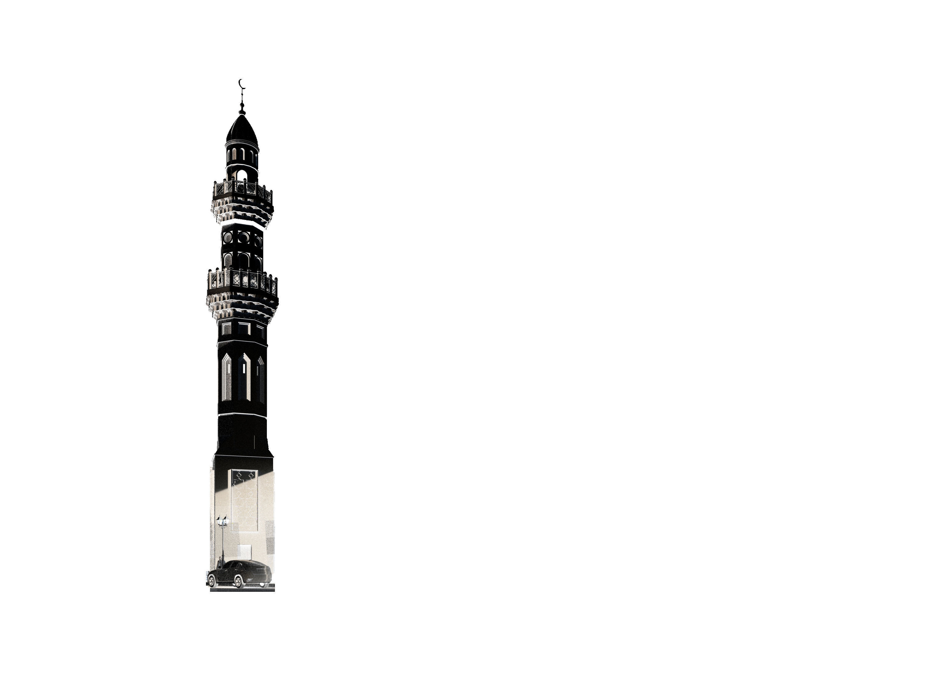 Minaret of Quba Mosque 3D model_5