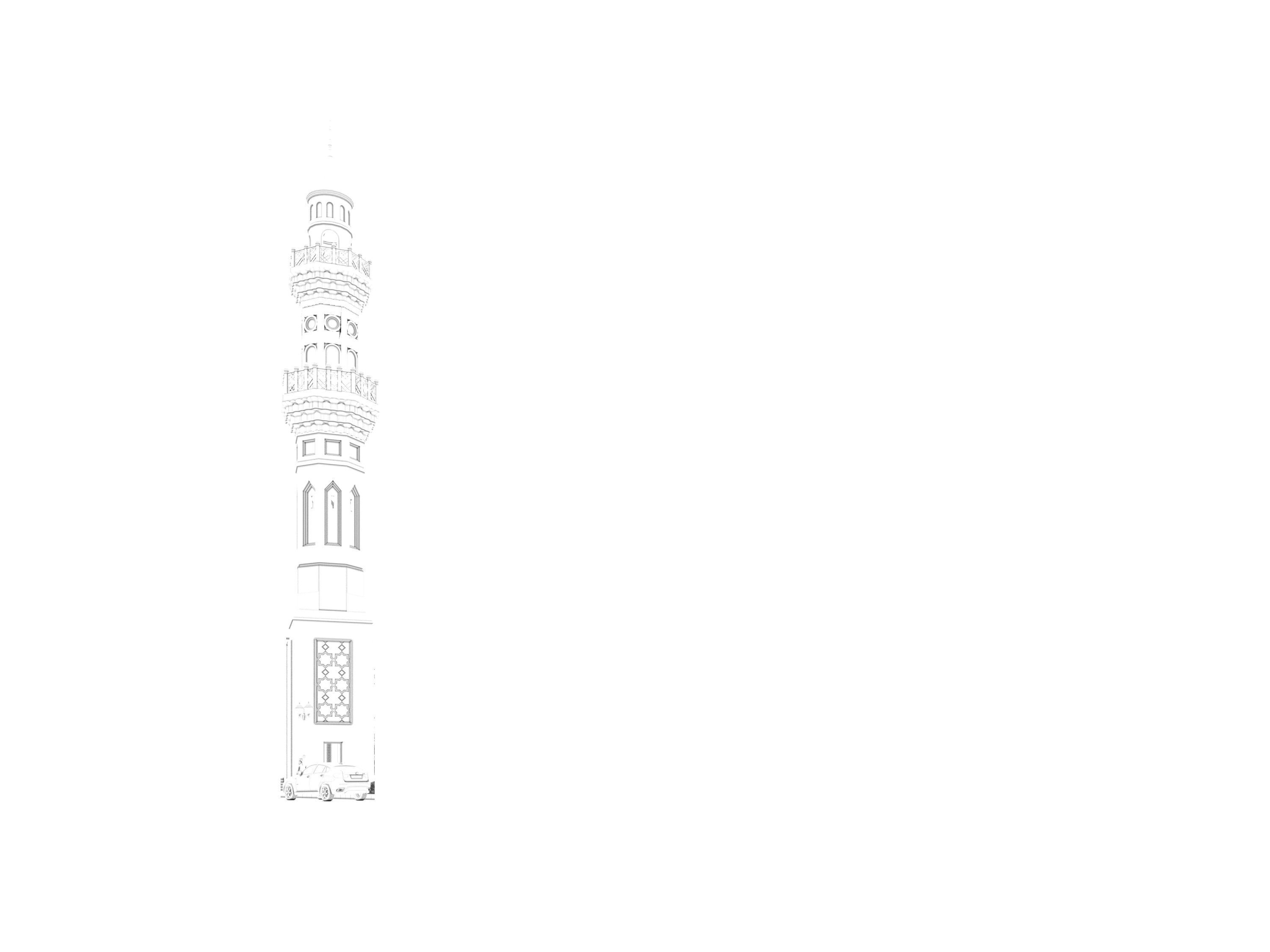 Minaret of Quba Mosque 3D model_2