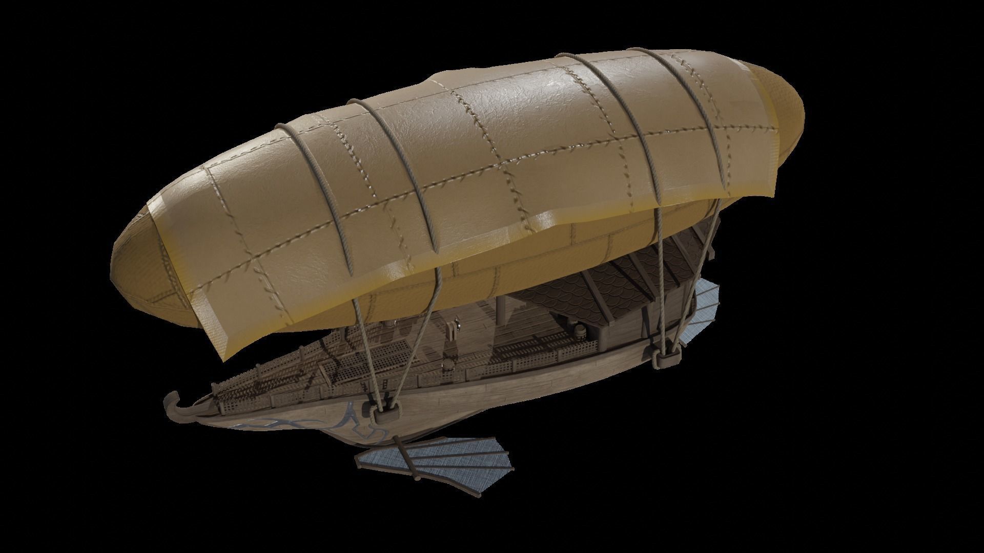 Fantasy Flying Ship Low-poly 3D model_1