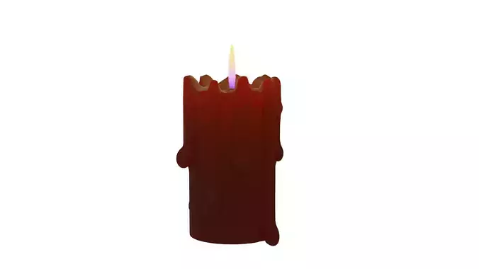 Burning candle with animated flame 3D model