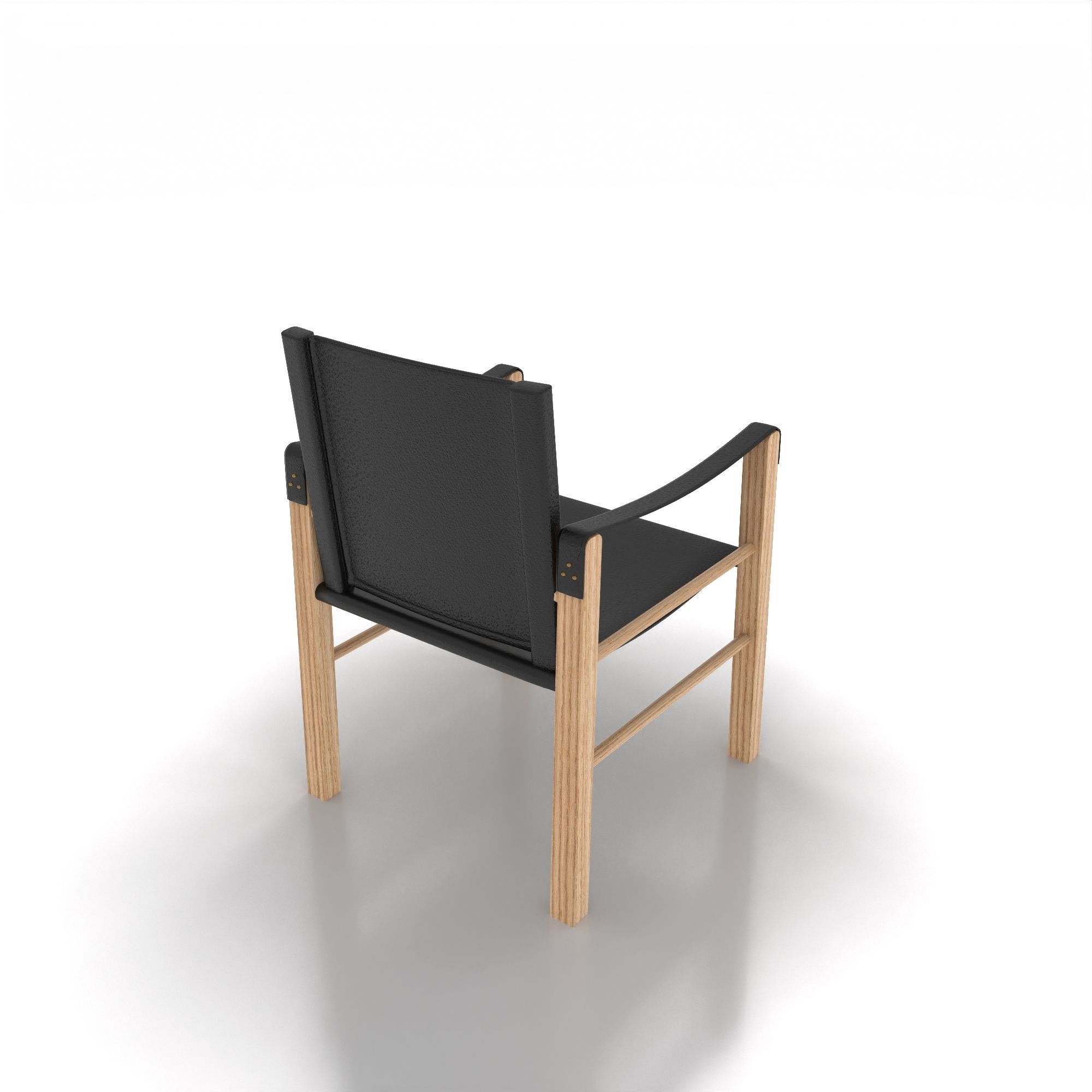 Chair made of wood and leather 3D model_2