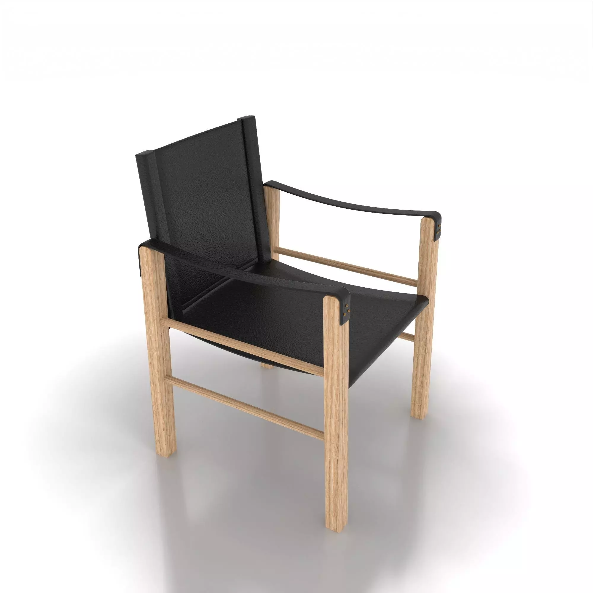 Chair made of wood and leather 3D model_0