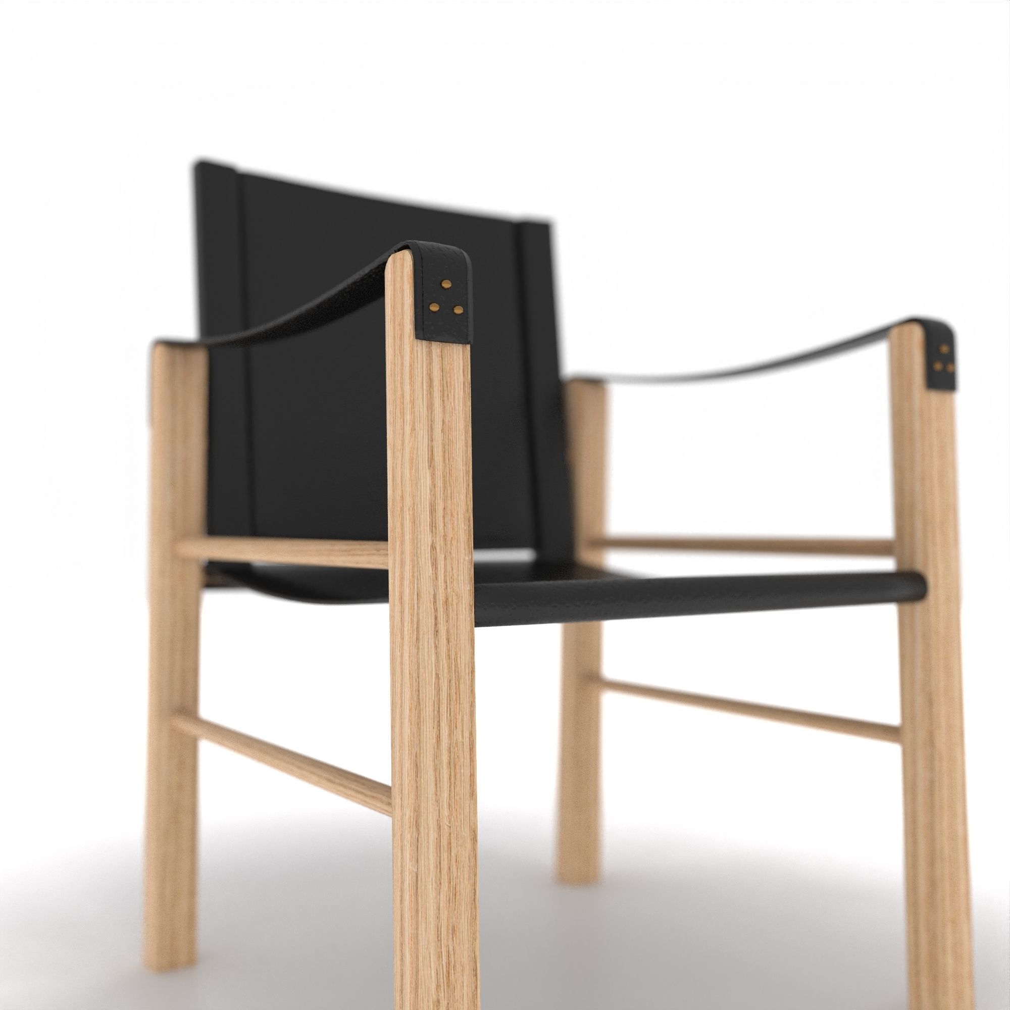 Chair made of wood and leather 3D model_4