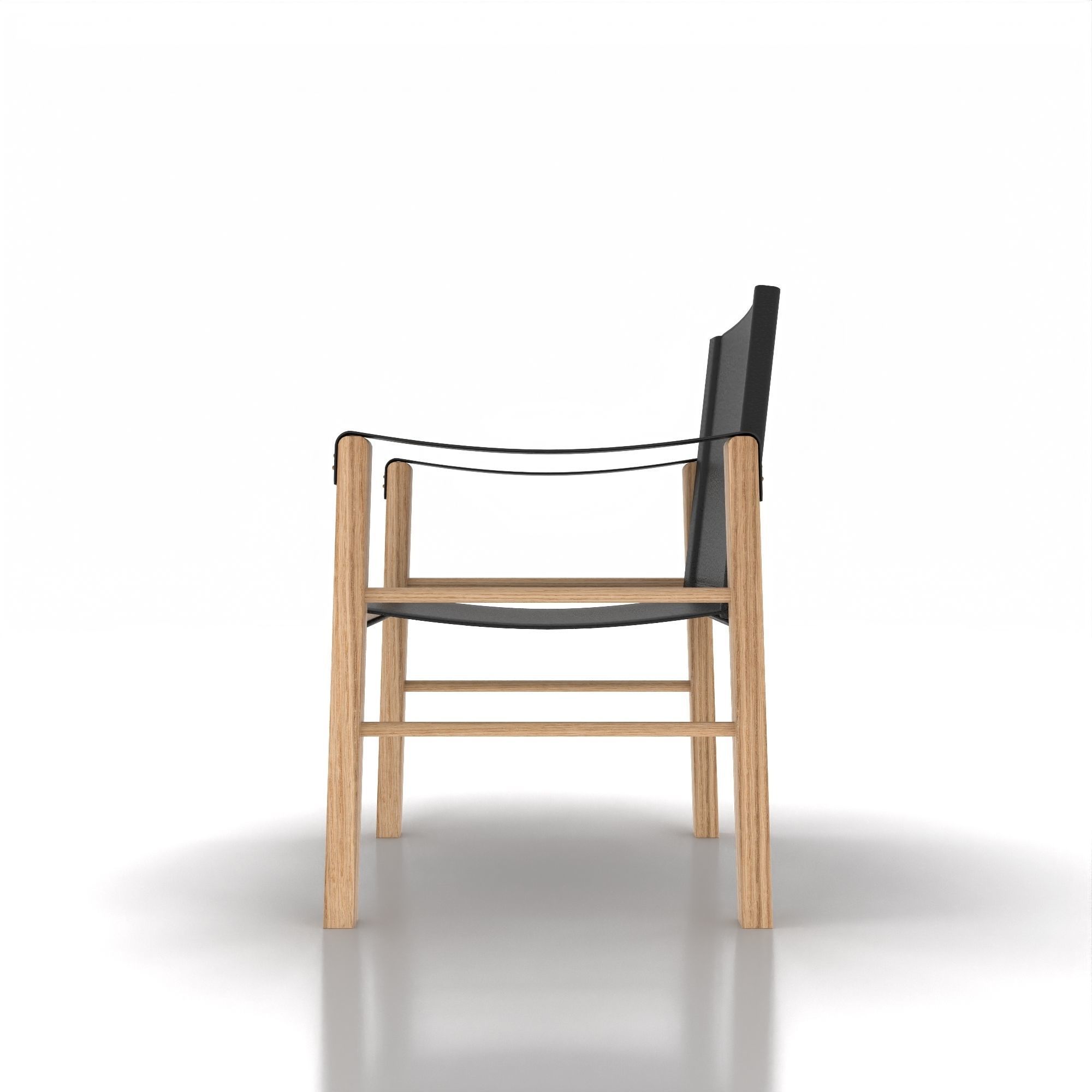 Chair made of wood and leather 3D model_1