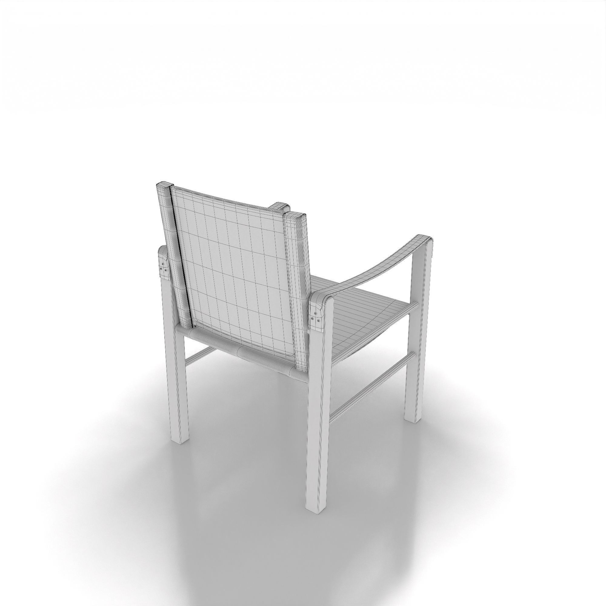 Chair made of wood and leather 3D model_3