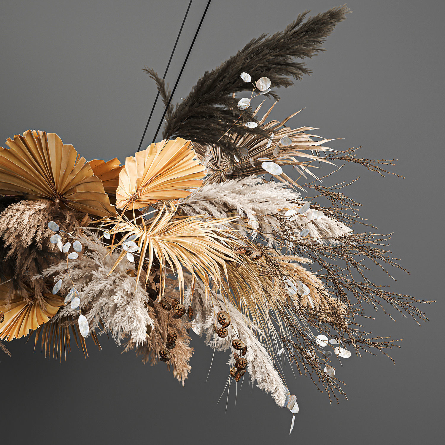 Hanging decor of their dried pampas grass 189 3D model_4