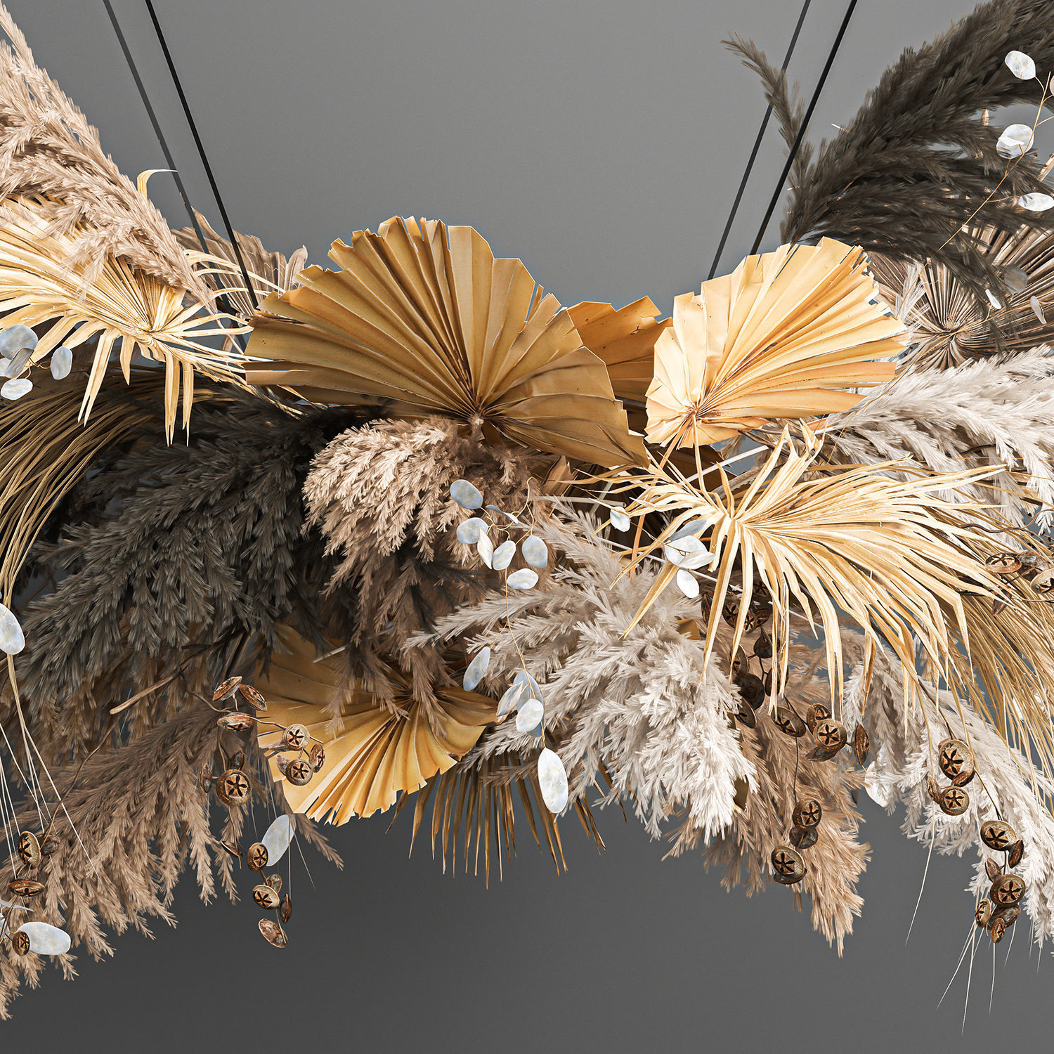 Hanging decor of their dried pampas grass 189 3D model_3