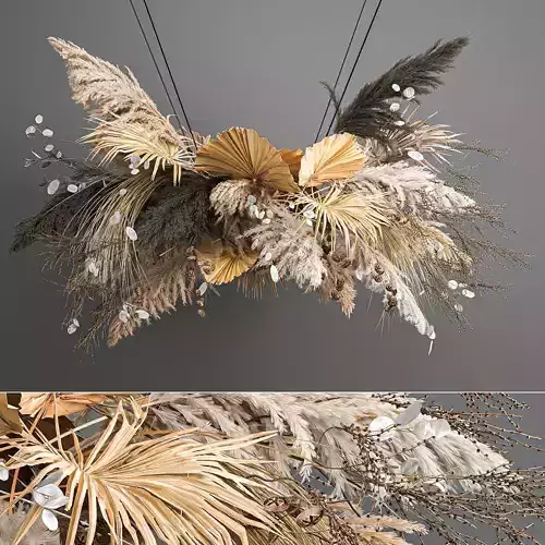 Hanging decor of their dried pampas grass 189 3D model