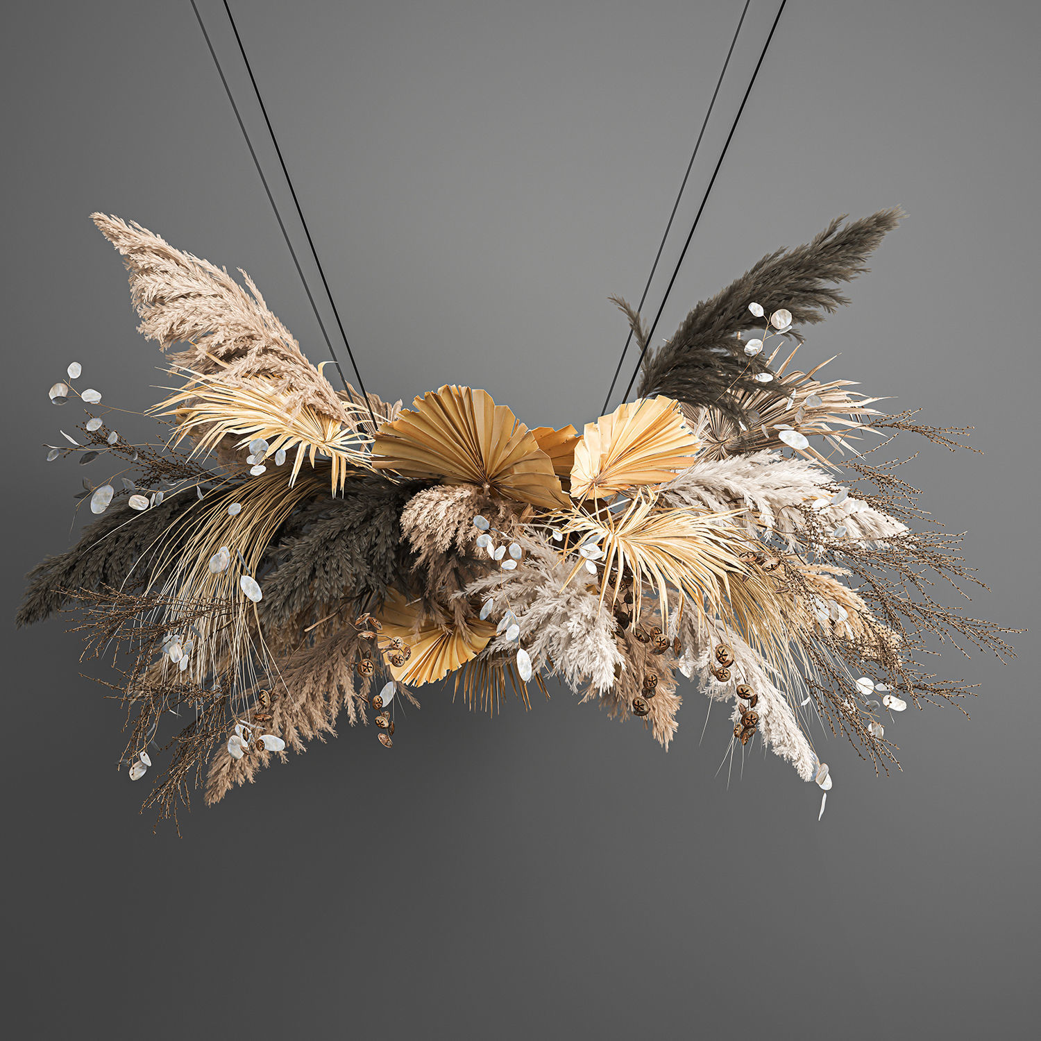 Hanging decor of their dried pampas grass 189 3D model_1