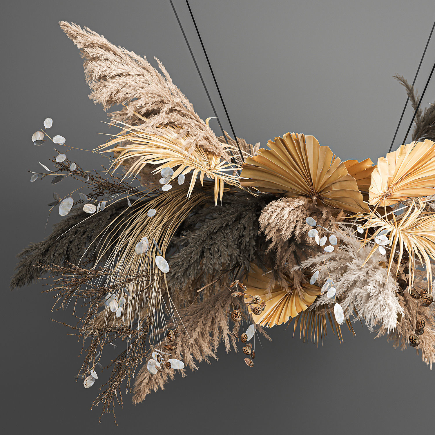Hanging decor of their dried pampas grass 189 3D model_2