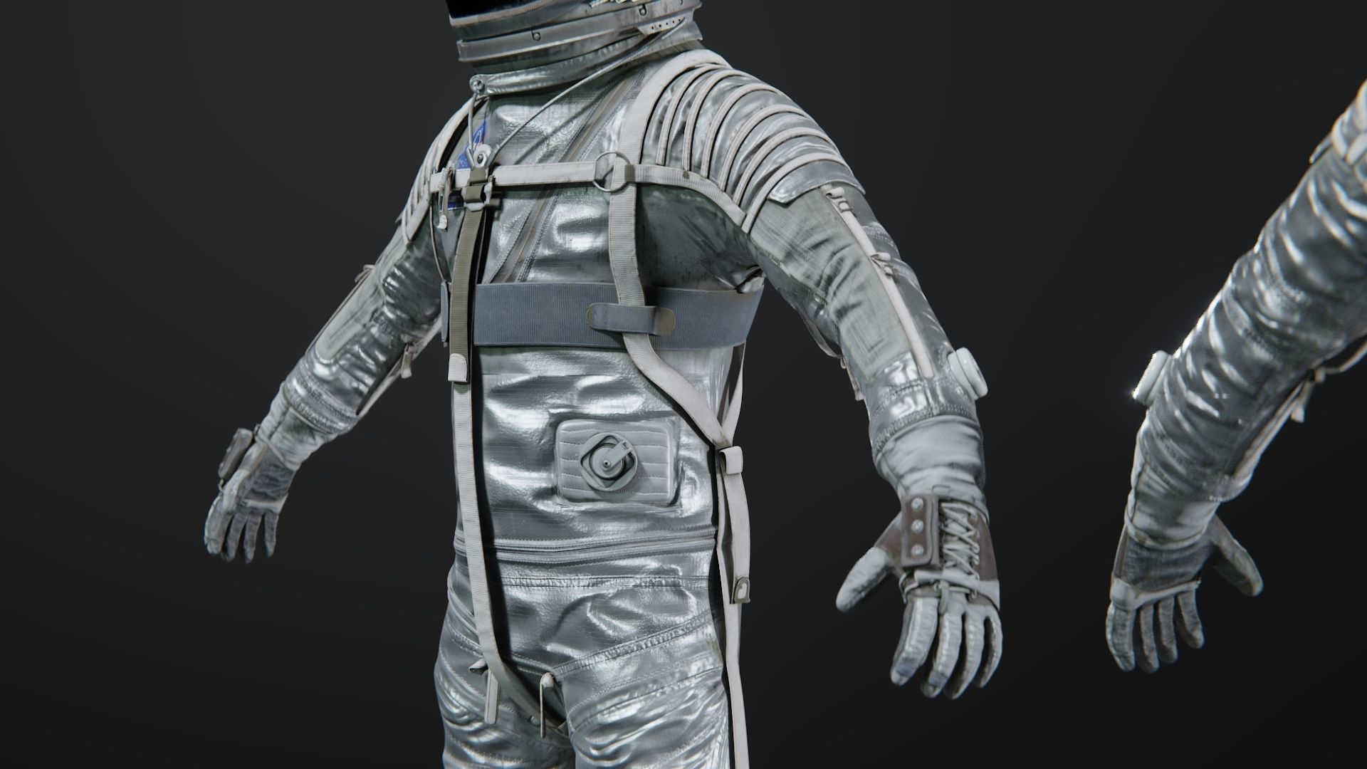 Mercury Navy Mark IV Silver Spacesuit Rigged 3D model_7