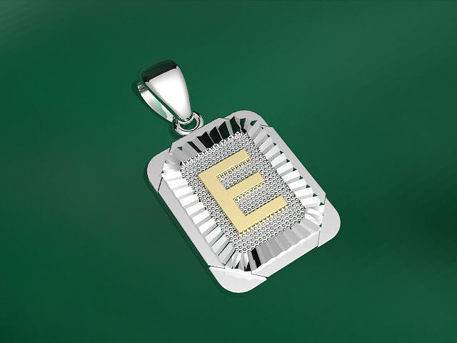 Pendant E with letter 3D print model