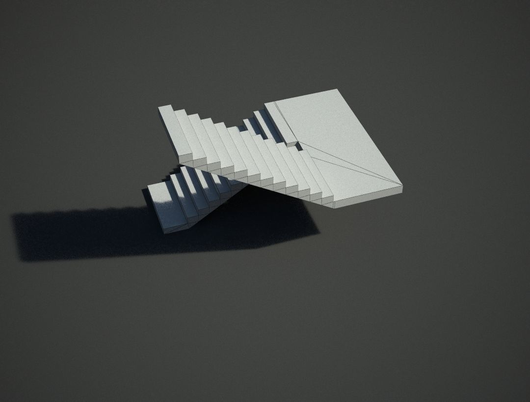 Stairs staircase Low-poly 3D model_4