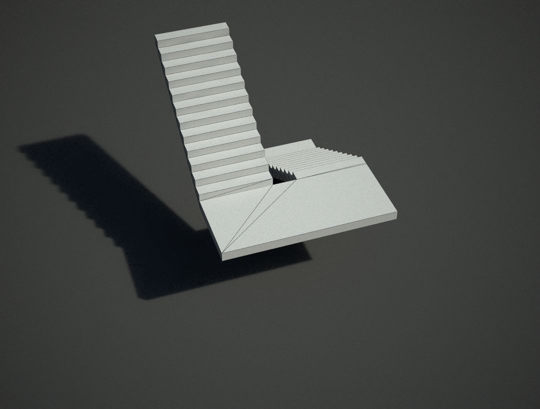 Stairs staircase Low-poly 3D model_7