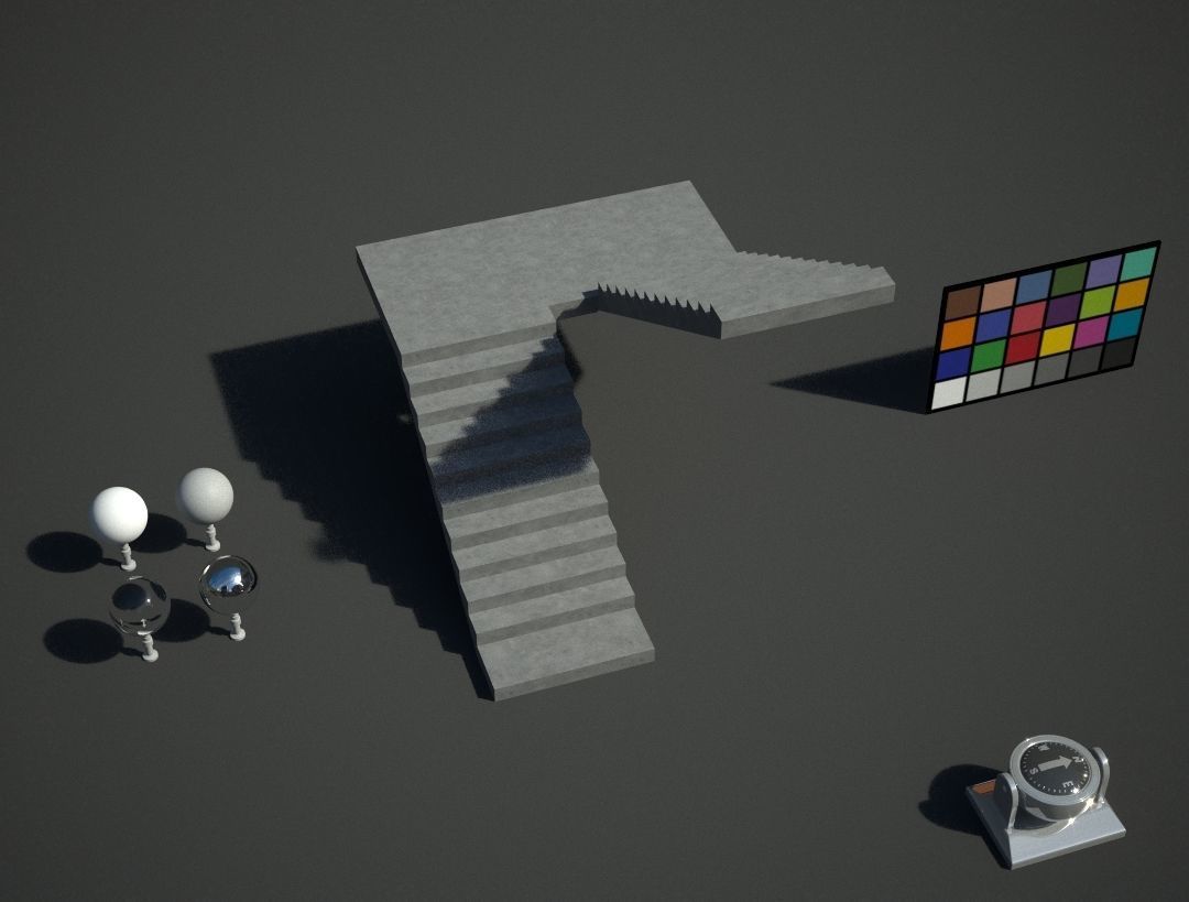 Stairs staircase Low-poly 3D model_1