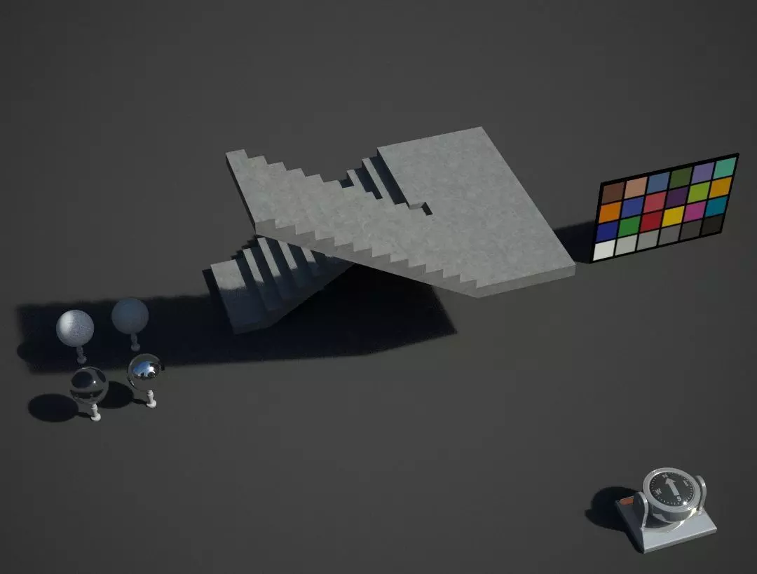 Stairs staircase Low-poly 3D model_0
