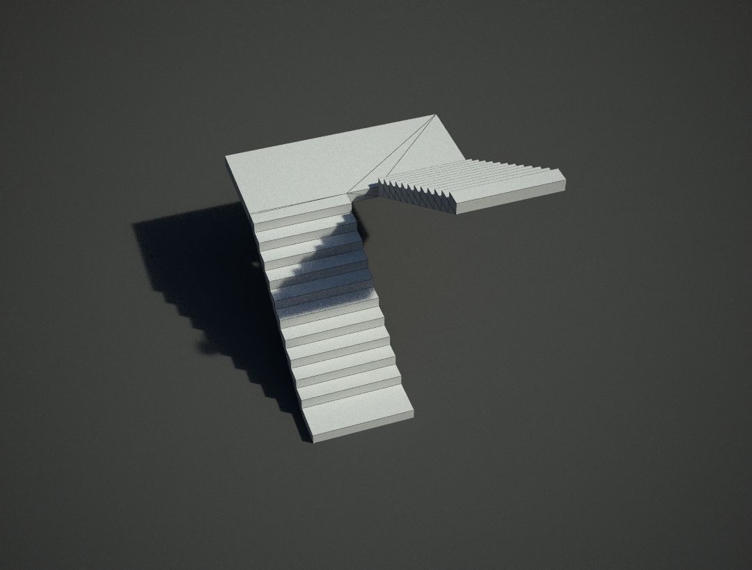 Stairs staircase Low-poly 3D model_5