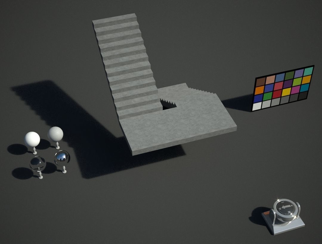 Stairs staircase Low-poly 3D model_3