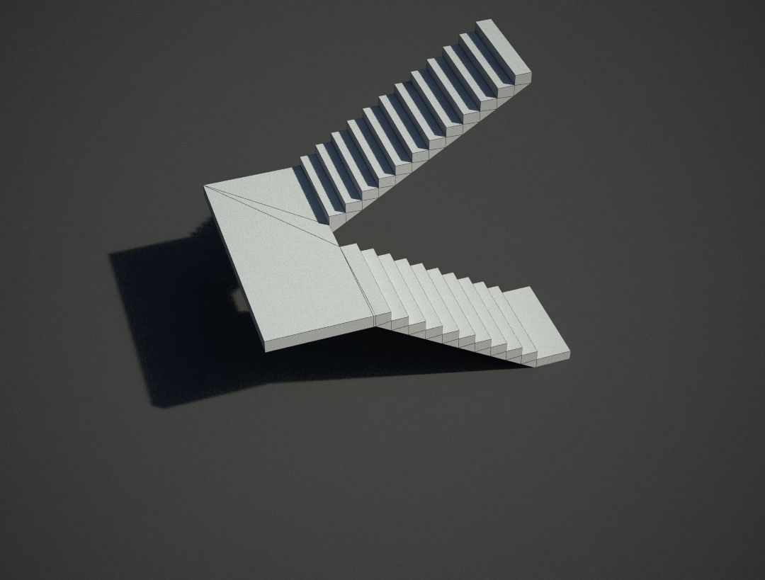 Stairs staircase Low-poly 3D model_6