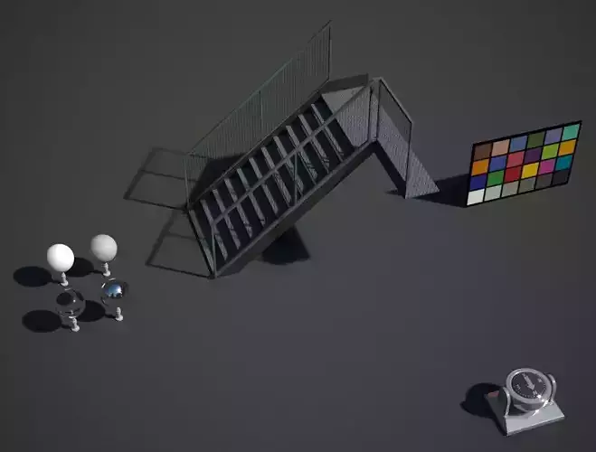 Steps railing on side of building