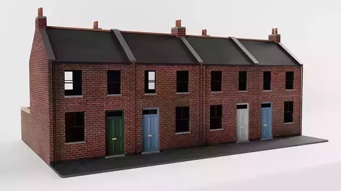 Row of Victorian Houses 3D model
