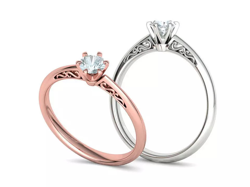 Solitaire Engagement Ring Promise Crown Ring 3dmodel 3D print model_0