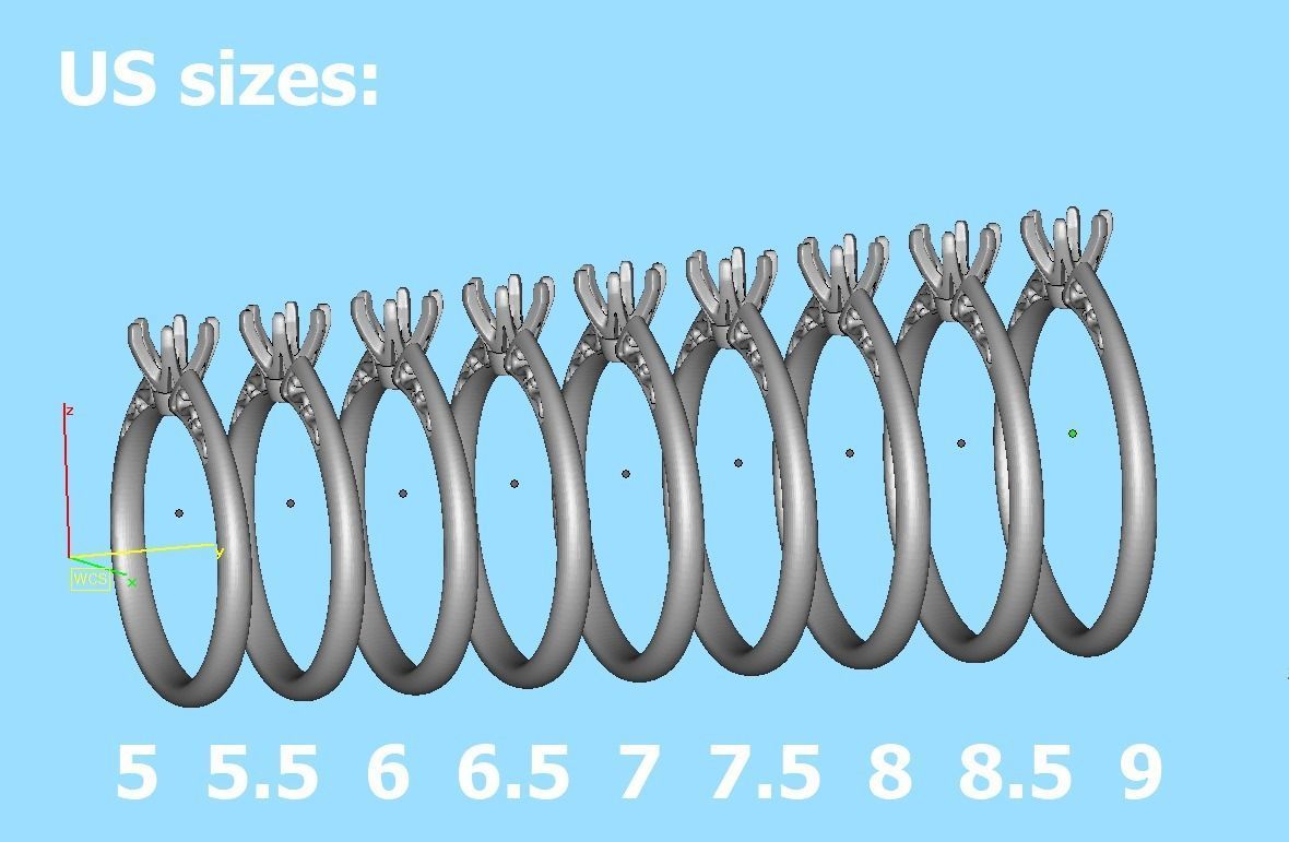 Solitaire Engagement Ring Promise Crown Ring 3dmodel 3D print model_26