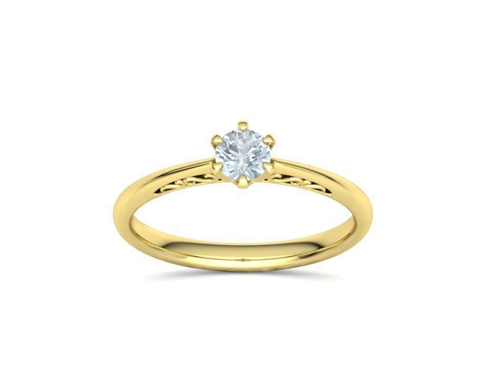 Solitaire Engagement Ring Promise Crown Ring 3dmodel 3D print model_12