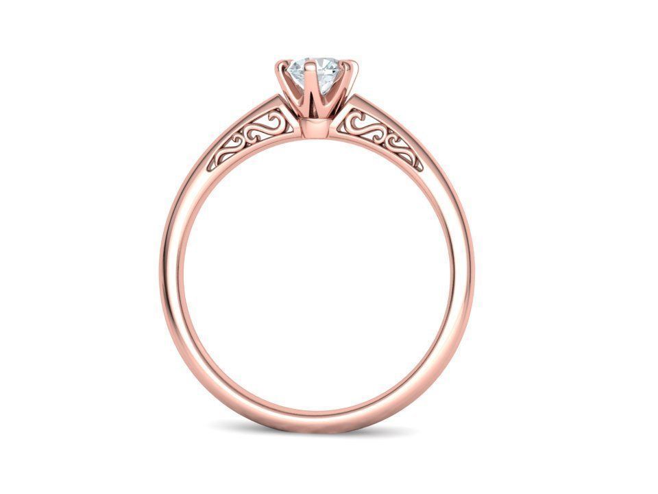 Solitaire Engagement Ring Promise Crown Ring 3dmodel 3D print model_13