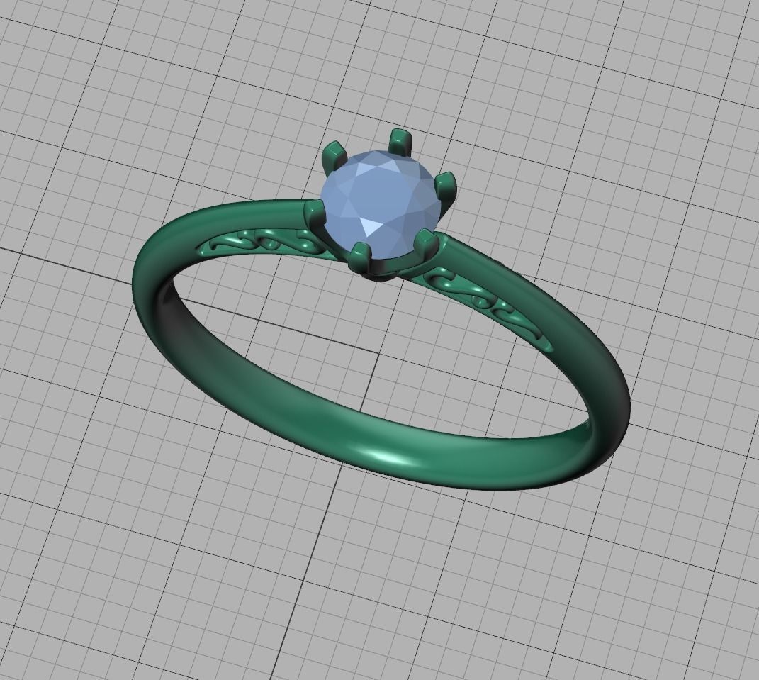 Solitaire Engagement Ring Promise Crown Ring 3dmodel 3D print model_35